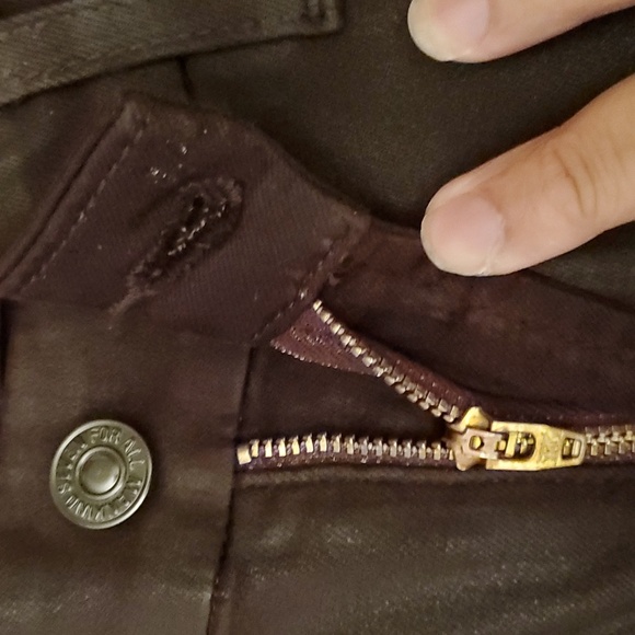 7 For All Mankind Waxed Distressed Women's Skinny Brown Pants - Size 27 - Picture 6 of 13